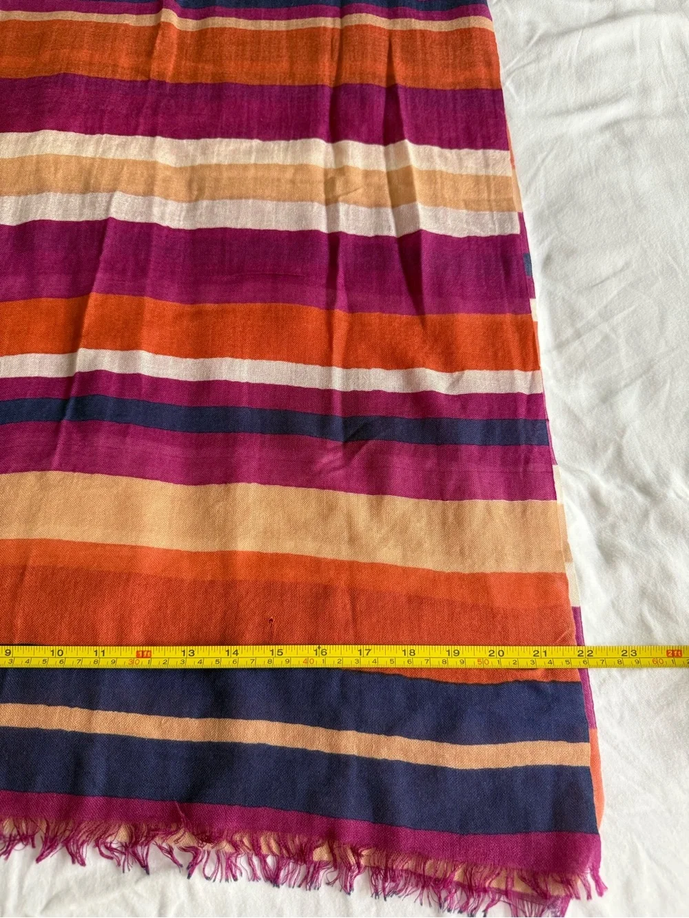 GEORGES RECH Scarf Cashmere Silk Orange Purple Pink Striped Quiet Luxury